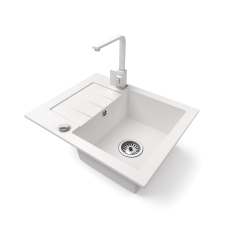 Nero Gránit mosogatótálca NERO Monza + Design csaptelep + dugókiemelő (fehér) mosogatótálca
