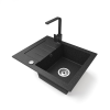 Nero Gránit mosogatótálca NERO Monza + Design csaptelep (fekete)