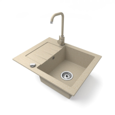 Nero Gránit mosogatótálca NERO Monza + Steel csaptelep + dugókiemelő (bézs) mosogatótálca