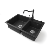 Nero Gránit mosogatótálca NERO Palazzo + Retro csaptelep + adagoló (fekete)