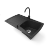 Nero Gránit mosogatótálca NERO Venezia + magasított csaptelep + adagoló (fekete)