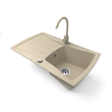 Nero Gránit mosogatótálca NERO Venezia + magasított csaptelep + dugókiemelő (bézs) mosogatótálca