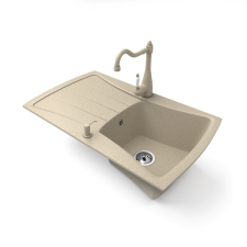 Nero Gránit mosogatótálca NERO Venezia + rusztikus csaptelep + adagoló (bézs) mosogatótálca