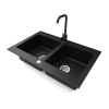 Nero Gránit mosogatótálca NERO Verso + Steel csaptelep (matt fekete)