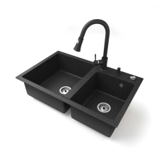 Nero Palazzo - Dupla Medencés Gránit Mosogató - 80 cm mosogatótálca