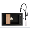 Nero Panama P686-427C Gránit Mosogató + Duo-Flex Csaptelep + Adagoló + Deszka + Szifon (matt fekete)