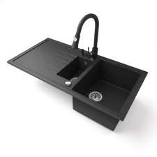 Nero Solarys J995-50C Gránit Mosogató + Zuhanyfejes Csap + Dugóemelő (fekete) mosogatótálca