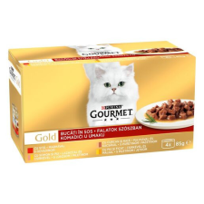 Nestlé 4db-tól : GOURMET GOLD Falatok szószban nedves macskaeledel 4x85g , ( Marha, lazac-csirke , pulyka-kacsa,csirke-máj ) macskaeledel