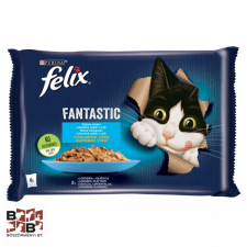 Nestlé Purina Felix Fantastic Lazaccal/Lepényhallal aszpikban nedves macskaeledel 4 x 85 g (340 g) macskaeledel