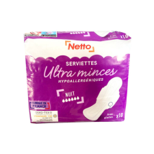  Netto Egészségügyi betét Ultra szárnyas (méret: éjszakai) (10 db/cs) intim higiénia