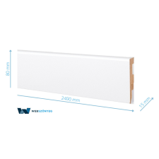 Neuholz Fehér szegélyléc, &quot;Amerikai design&quot;, 80mm magas, 240cm élvédő, sín, szegélyelem