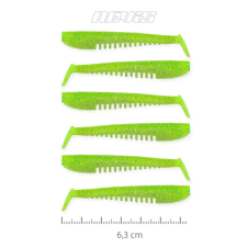 Nevis Impulse Shad 6.3cm 6db/cs FluoZöld Flitter 2x horgászkiegészítő