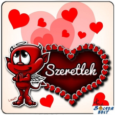Nevlini Szerelmes hűtőmágnes, szeretlek, szív, ördög hűtőmágnes