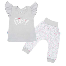 NEW BABY 2-részes pamut együttes New Baby Happy Flower szürke 9-12 hó (80 cm)