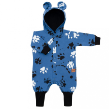 NEW BABY Baba pamut kezeslábas kapucnival fülekkel New Baby mancsát kék rugdalózó