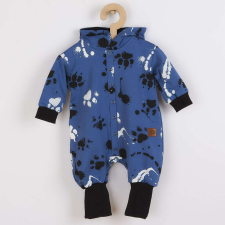 NEW BABY Baba pamut kezeslábas kapucnival fülekkel New Baby mancsát kék babakabát, overál, bundazsák