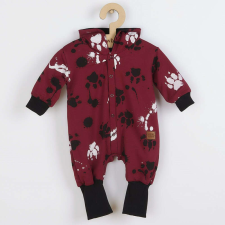 NEW BABY Baba pamut kezeslábas kapucnival fülekkel New Baby mancsát sötét rózsaszín babakabát, overál, bundazsák