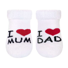 NEW BABY Csecsemő frottír zokni New Baby fehér I Love Mum and Dad 3-6 hó gyerek zokni