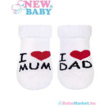 NEW BABY Csecsemő frottír zokni - New Baby fehér I Love Mum and Dad 62 (3-6 hó) babazokni, harisnya
