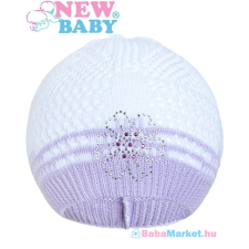 NEW BABY Kötött sapka gyerekeknek - New Baby virág lila 104 (3-4 éves) babasapka, sál