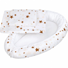 NEW BABY Luxus babafészek párnával és paplannal kisbabák számára New Baby csillagok barna babafészek