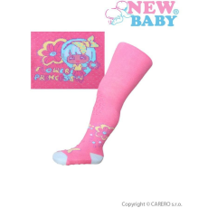 NEW BABY Pamut harisnyanadrág New Baby 3xABS rózsaszín flower princess