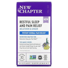 New Chapter Pihentető alvás és fájdalomcsillapítás, melatonin és gyömbér, 30 db, New Chapter vitamin és táplálékkiegészítő