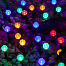 NEW ENERGY Napelemes dekor gömb lámpa 4 méter 10 gömb színes földbe szúrható kültéri világítás kerti szolár világítás kültéri világítás