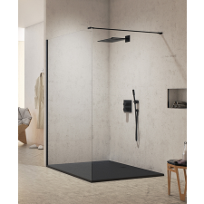 New Trendy New Modus Black zuhanykabin fal walk-in 130 cm fekete félfényes/átlátszó üveg EXK-5541 kád, zuhanykabin