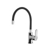 Newarc DOMINO álló mosogatócsaptelep króm - FEKETE flexibilis kifolyócsővel