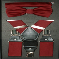  Newsmen nadrágtartó szett - Bordó szatén ajándéktárgy