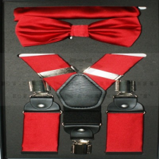  Newsmen nadrágtartó szett - Piros szatén ajándéktárgy