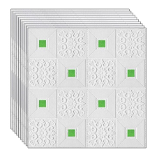 NEXTLY Öntapadós 3D Tapéta - 50 db, 24,5 m², Vízálló, Fehér-Zöld tapéta, díszléc és más dekoráció