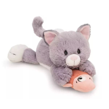 NICI : Szürke plüss cica és hal, fekvő - 30 cm plüssfigura