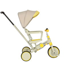 Nie Tricikli TRIKE FIX V4 gyerekeknek sárga-szürke színben, napellenzővel távirányítós modell