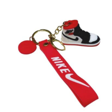  Nike cipős szilikon kulcstartó, 5cm, PIROS-FEHÉR-FEKETE kulcstartó