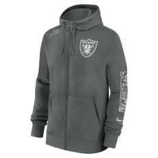 Nike cotton full-zip fleece hoodie - nfl las vegas raiders pulóver férfi szürke l