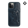 Nillkin AOGE műanyag telefonvédő (valódi bőr hátlap, mikrofiber plüss belső, bankkártya tartó) SÖTÉTKÉK Apple iPhone 12 Pro Max