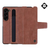 Nillkin AOGE műanyag telefonvédő (valódi bőr hátlap, mikrofiber plüss belső, S Pen tartó) BARNA Samsung Galaxy Z Fold5 5G (SM-F946)