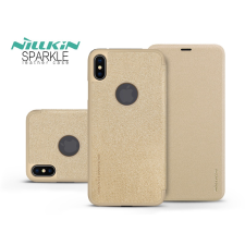 Nillkin Apple iPhone XS Max oldalra nyíló flipes tok - Nillkin Sparkle Logo - gold tok és táska