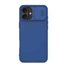 Nillkin CAMSHIELD PRO szilikon telefonvédő (ütésállóság, kameravédő, csíkos) SÖTÉTKÉK Apple iPhone 16 tok és táska