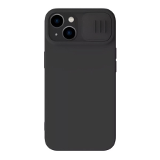 Nillkin CAMSHIELD SILKY szilikon telefonvédő (matt, mikrofiber plüss belső, kamera védelem, környezetbarát) FEKETE Apple iPhone 15 Plus tok és táska