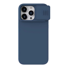 Nillkin CAMSHIELD SILKY szilikon telefonvédő (matt, mikrofiber plüss belső, kamera védelem, környezetbarát) SÖTÉTKÉK Apple iPhone 15 Pro Max tok és táska