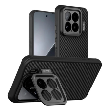 Nillkin CARBOPROP szilikon telefonvédő (ütésállóság, aramid bevonat, kitámasztó, karbon minta) FEKETE Xiaomi 15 mobiltelefon kellék