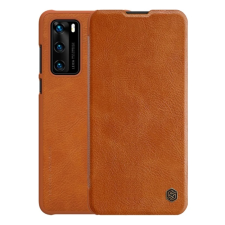 Nillkin Huawei P40 NILLKIN QIN tok álló, bőr hatású FLIP, kártyazseb, BARNA tok és táska