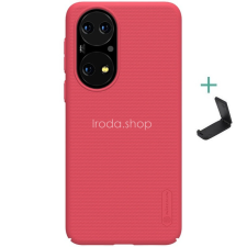 Nillkin Huawei P50 / P50E, Műanyag hátlap védőtok, stand, Nillkin Super Frosted, piros tok és táska