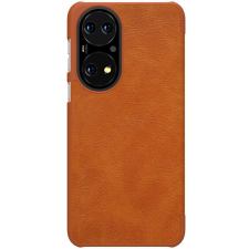 Nillkin Huawei P50 / P50E, Oldalra nyíló tok, Nillkin Qin, barna tok és táska