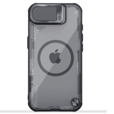 Nillkin Iceblade Prop Apple iPhone 16e mágneses szilikon tok, fekete-átlátszó tok és táska