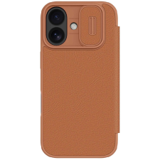Nillkin Qin Pro Apple iPhone 17 bőr flip tok, barna tok és táska