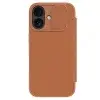 Nillkin Qin Pro Apple iPhone 17 bőr flip tok, barna